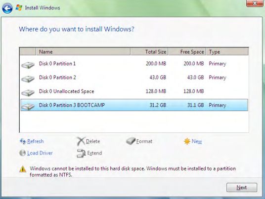 boot-camp-windows-vista-partition-formatting boot-camp-windows-vista-partition-formatting